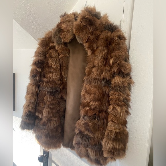 Vintage Real Brown/Tan Fur Jacket Women's Large - Picture 3 of 12